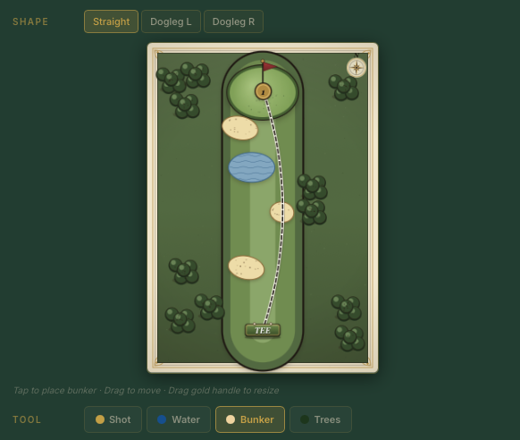 The hole designer: tracing the shot across a hand-drawn hole layout