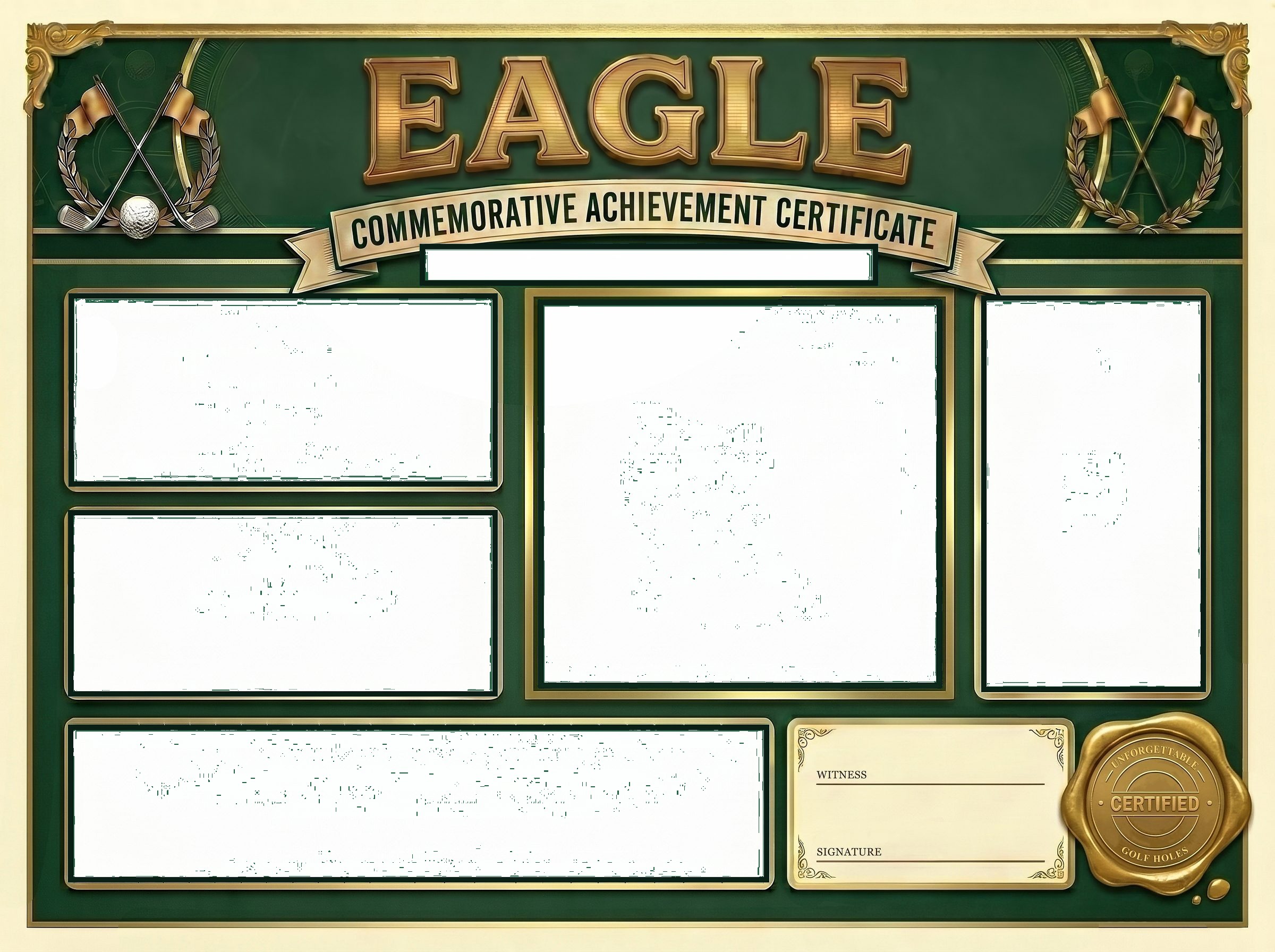 A framed eagle golf certificate